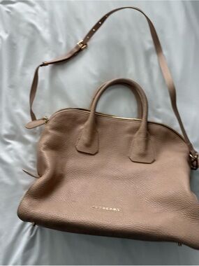 Burberry Pebbled Leather Satchel crossbody  Bag in Taupe Tan Camel